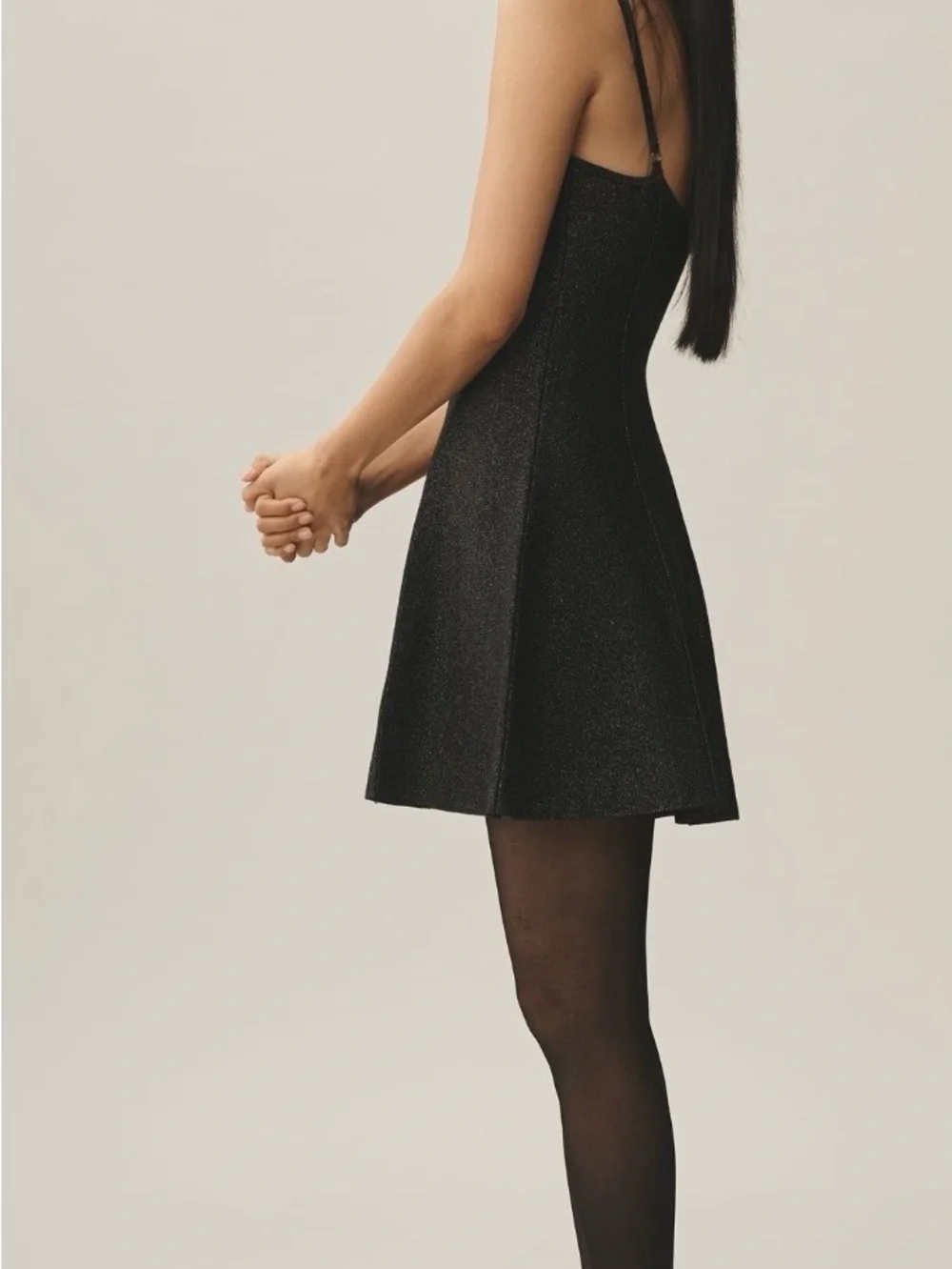 Anthropologie Black Shimmer Fit &Flare Mini Dress NWT SIZE large party cocktail - Picture 2 of 7